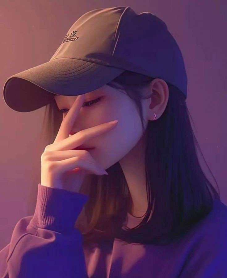 Stylish cartoon girl dp sad