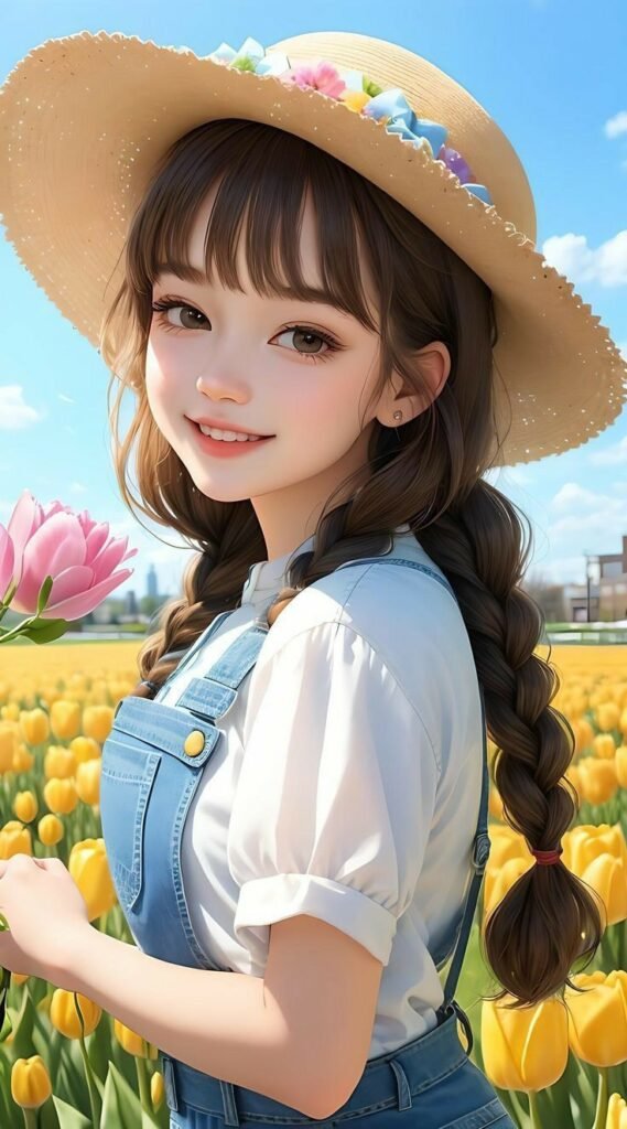 Stylish cartoon girl dp for whatsapp